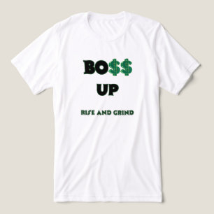 HEREN WITTE GROENE MOTIVERENDE GRAFISCHE BOSS UP  Tri-Blend SHIRT