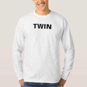 Heren Witte Twin Logo Lange Mouwen  T-shirt