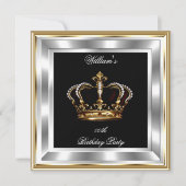 Heren Zwart Goud Zilver Verjaardag Prins Koning Kaart (Voorkant)