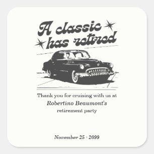 Heren Zwarte Klassieke Auto Cruising Pensioenfeest Vierkante Sticker