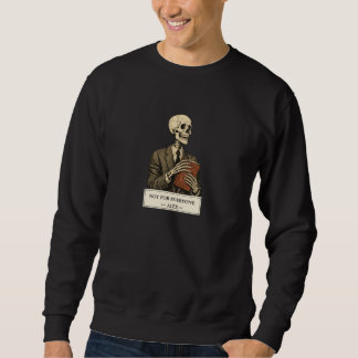 Heren zwarte sweatshirt met skeletgrafiek