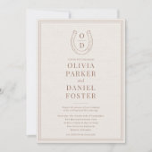 Herenboog Western Country Bruin Monogram Trouwring Kaart (Voorkant)