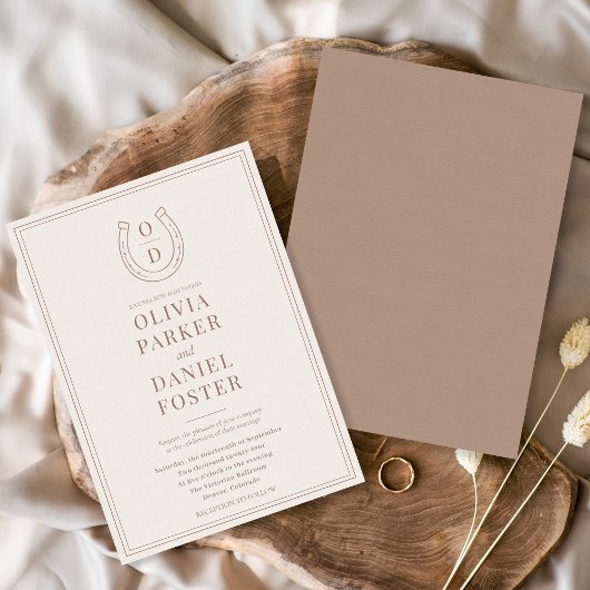 Herenboog Western Country Bruin Monogram Trouwring Kaart