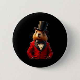 Herenhoed Gelukkige Groundhog Day 2025 Bosmarmot  Ronde Button 5,7 Cm