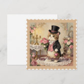 Herenhoed Kat – Vintage Valentijnsdag Kaart (Voorkant / Achterkant)