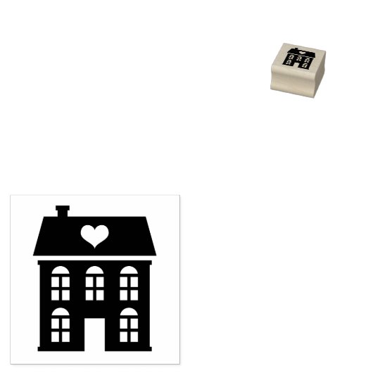  herenhuis met hart rubberen stempel (Gestempeld)