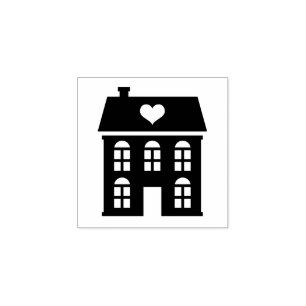 herenhuis met hart rubberen stempel