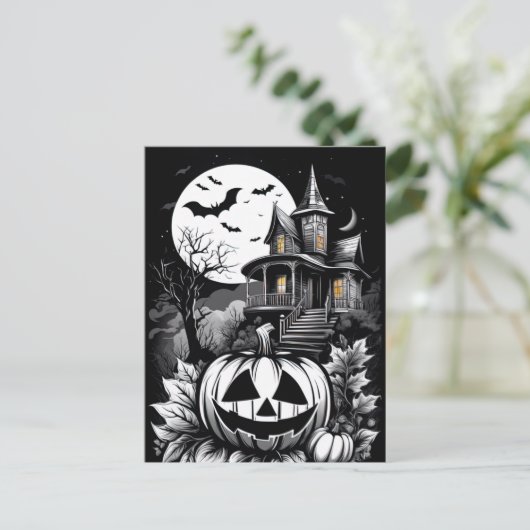 Herenhuis van Schaduwen, Halloween Rillingen Briefkaart (Staand voorkant)
