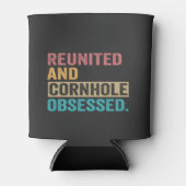 Herenigd en Cornhole geobsedeerd Grappig  Retro Blikjeskoeler (Voorkant)