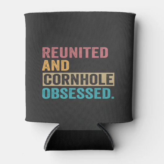 Herenigd en Cornhole geobsedeerd Grappig  Retro Blikjeskoeler (Voorkant)