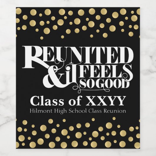 Herenigd en het voelt zo goed citaat wijn etiket (Enkel label)