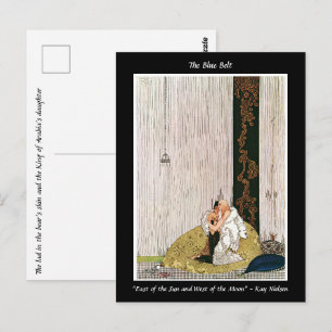 Herenigde geliefden omarmen Art Nouveau-illustrati Briefkaart