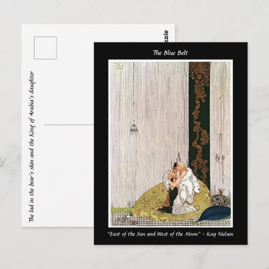 Herenigde geliefden omarmen Art Nouveau-illustrati Briefkaart (Voorkant / Achterkant)