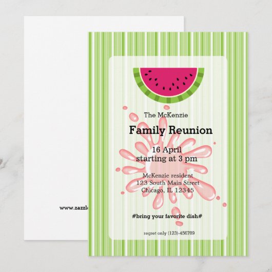 Hereniging familie Watermeloen Kaart (Voorkant / Achterkant)