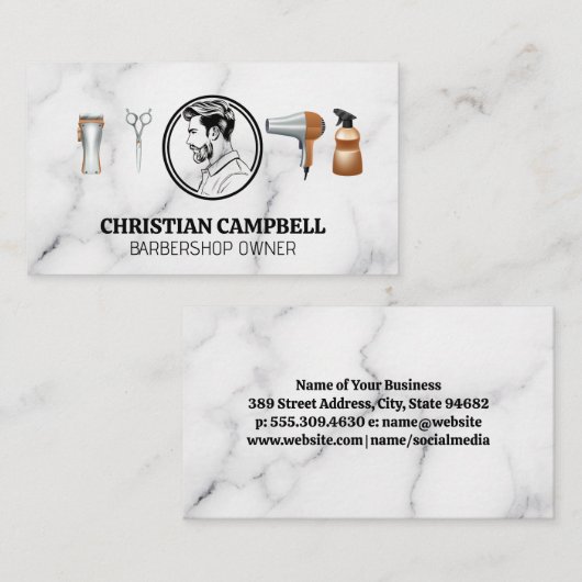 Herenkap Tools | Zijkant Kapsel Visitekaartje (Voorkant / Achterkant)
