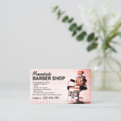Herenkapper aangepaste foto roze visitekaartje (Staand voorkant)