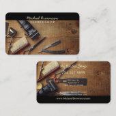 Herenkapper Gereedschap Hout Rustiek Visitekaartje (Voorkant / Achterkant)
