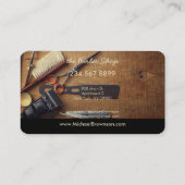 Herenkapper Gereedschap Hout Rustiek Visitekaartje (Achterkant)