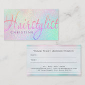 herenkapster faux iriserende glitter afsprakenkaartje (Voorkant / Achterkant)
