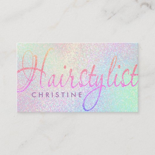 herenkapster faux iriserende glitter afsprakenkaartje (Voorkant)