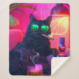 Herenkat drinkt Whiskey | Grappige Bar Sherpa Deken