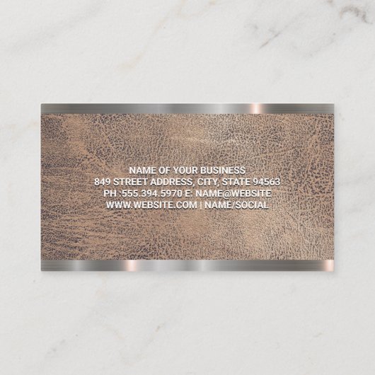 Herensalon | Scharen |  Leren Metalen Afwerking  Visitekaartje (Achterkant)