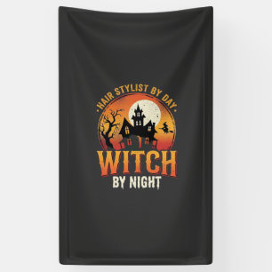 Herenstylist Heks Halloween Vintage Ontwerp_1 Spandoek
