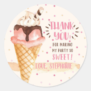 Heres de Scoop Ice Cream Birthday Party Dank u Ronde Sticker