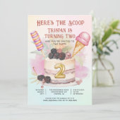 Here's The Scoop 2nd Birthday Ice Cream Party Kaart (Staand voorkant)