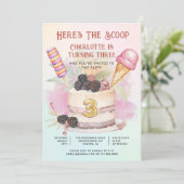 Here's The Scoop 3rd Birthday Ice Cream Party Kaart (Staand voorkant)