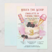 Here's The Scoop 3rd Birthday Ice Cream Party Kaart (Voorkant / Achterkant)