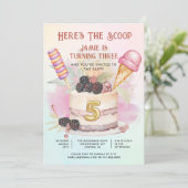 Here's The Scoop 5th Birthday Ice Cream Party Kaart (Staand voorkant)