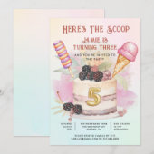 Here's The Scoop 5th Birthday Ice Cream Party Kaart (Voorkant / Achterkant)