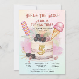 Here's The Scoop 5th Birthday Ice Cream Party Kaart