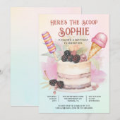 Here's The Scoop Colorful Kid's Ice Cream Birthday Kaart (Voorkant / Achterkant)