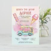 Here's The Scoop Colorful Kid's Ice Cream Birthday Kaart (Staand voorkant)