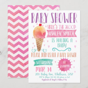 Heres The Scoop Ice-Cream Baby shower Invitation Kaart