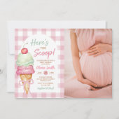 Here's The Scoop Ice Cream Bow Baby Shower Photo Kaart (Voorkant)
