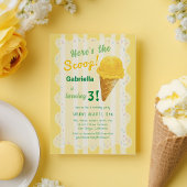 Here's the Scoop Ice Cream Summer Birthday Party Kaart