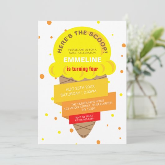 Here's The Scoop Ice Cream Sweet Birthday Kaart (Staand voorkant)