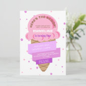 Here's The Scoop Ice Cream Sweet Pink Birthday Kaart (Staand voorkant)