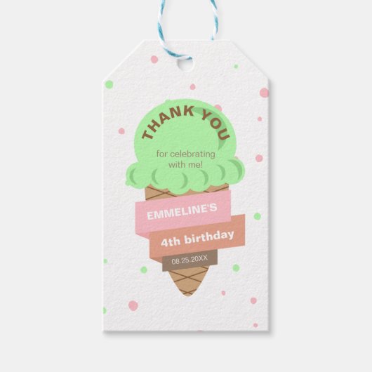 Here's The Scoop Mint Ice Cream Sweet Birthday Cadeaulabel (Voorkant)