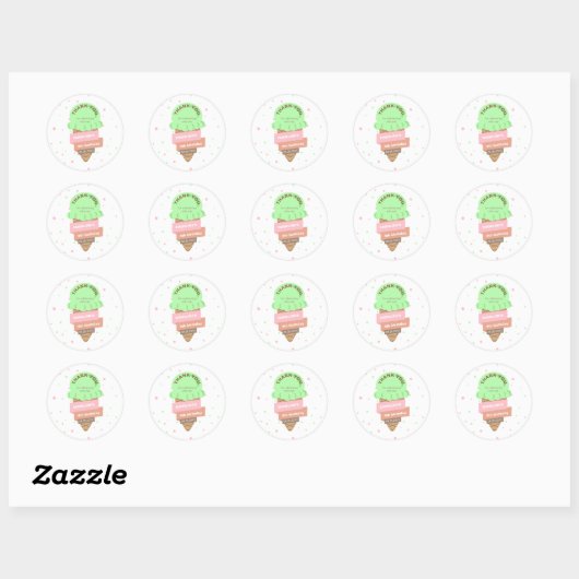 Here's The Scoop Mint Ice Cream Sweet Birthday Ronde Sticker (Vel)