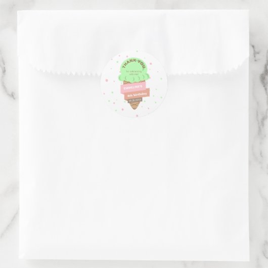 Here's The Scoop Mint Ice Cream Sweet Birthday Ronde Sticker (Tas)