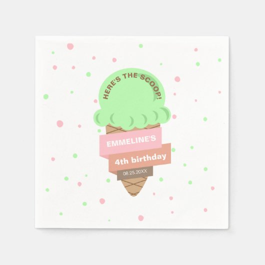 Here's The Scoop Mint Ice Cream Sweet Birthday Servet (Voorkant)