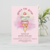 Here's The Scoop Twins 2nd Birthday Party Pink  Kaart (Staand voorkant)