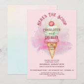 Here's The Scoop Twins 2nd Birthday Party Pink  Kaart (Voorkant / Achterkant)