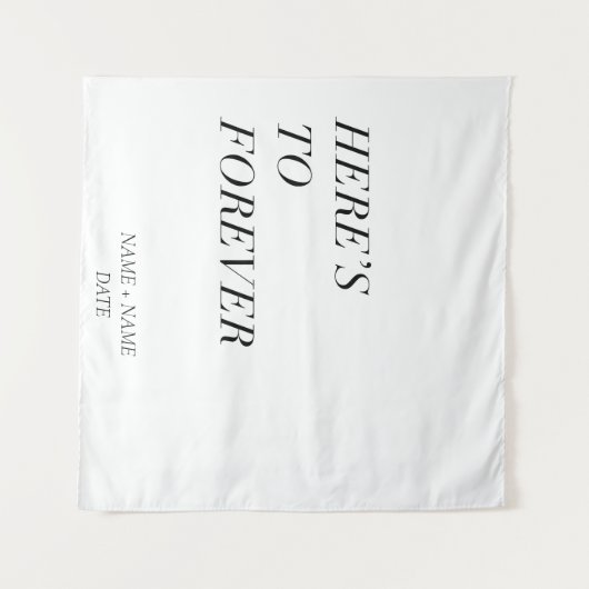 Here's To Forever - Aanpasbare naam en datum Wandkleed (Voorkant (horizontaal))