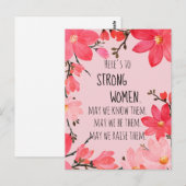 Here's to Strong Women Cherry Red & Pink Floral Briefkaart (Voorkant / Achterkant)