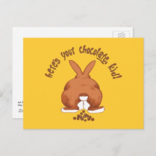 Heres Your Chocolate Pooping Bunny © Sandy Long Briefkaart (Voorkant / Achterkant)